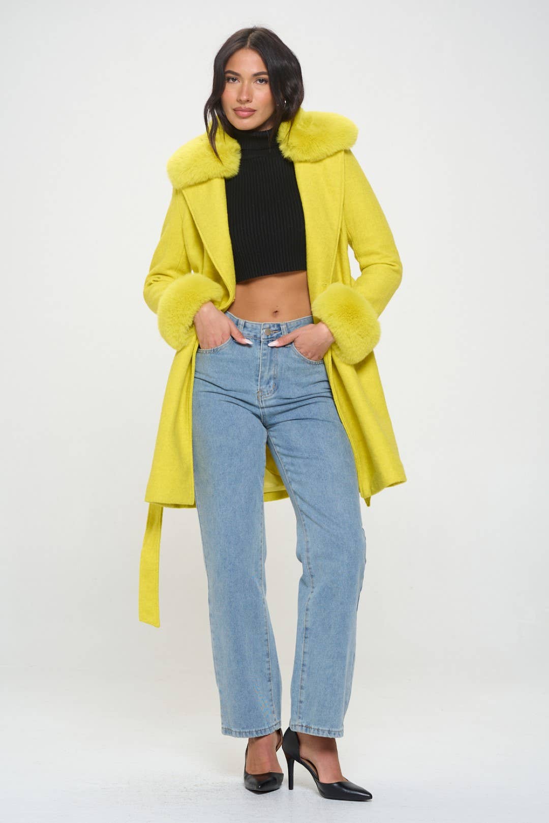 Coalition LA - Wool Faux Fur Coat: Hot Pink, Small | WÓC International
